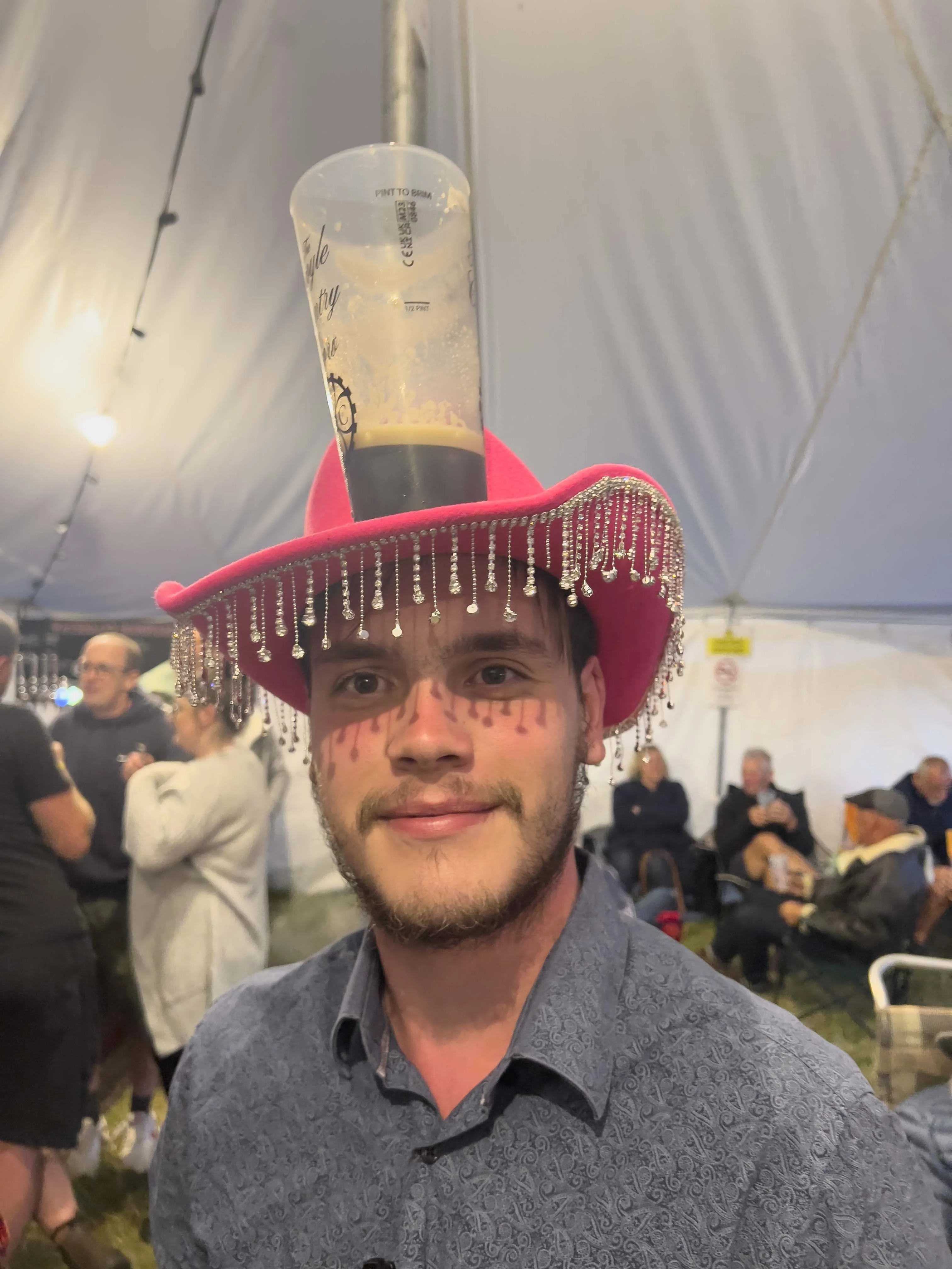 Korben and a pint of Guinness on his hat
