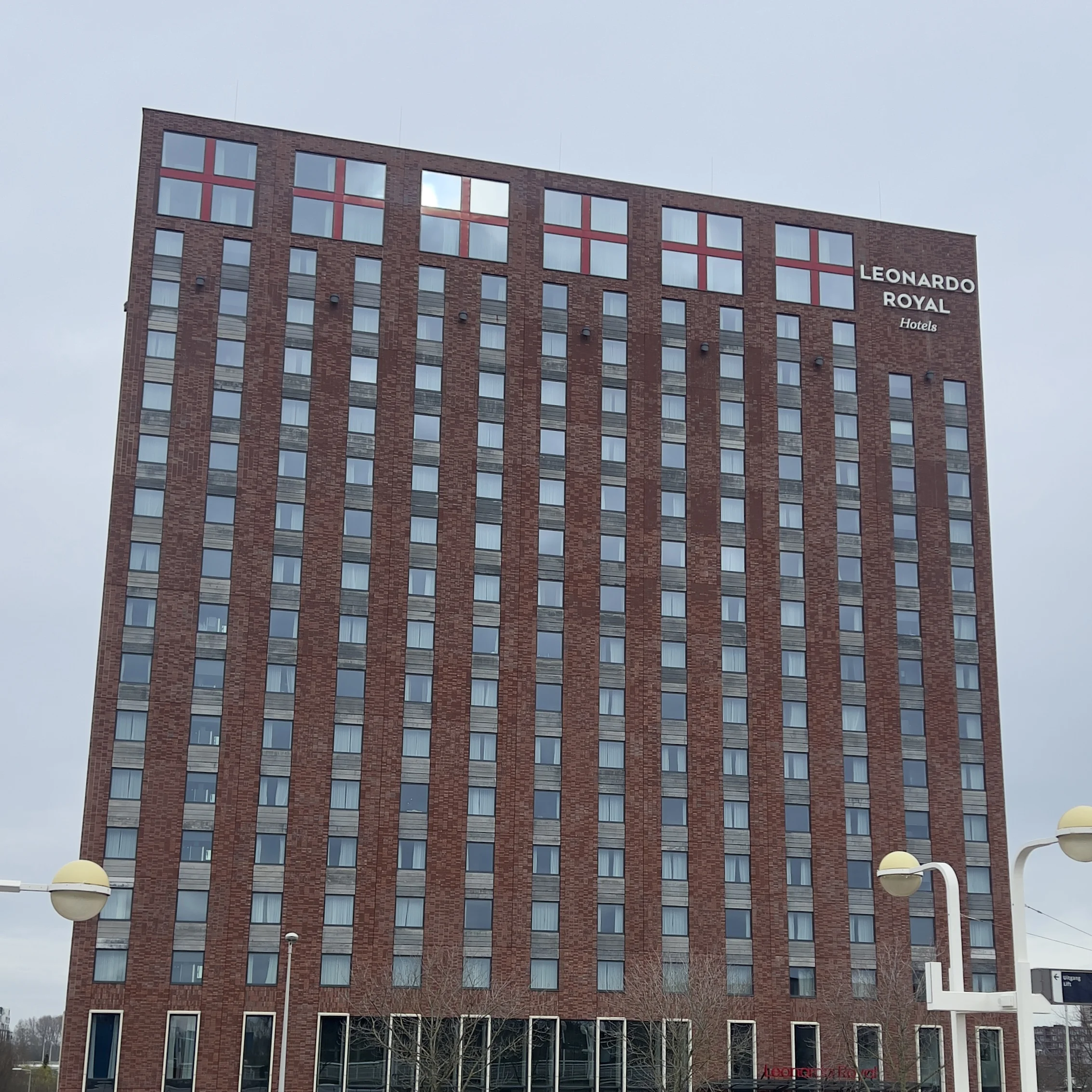 The outside view of the Leonardo Royal Hotel in Amsterdam