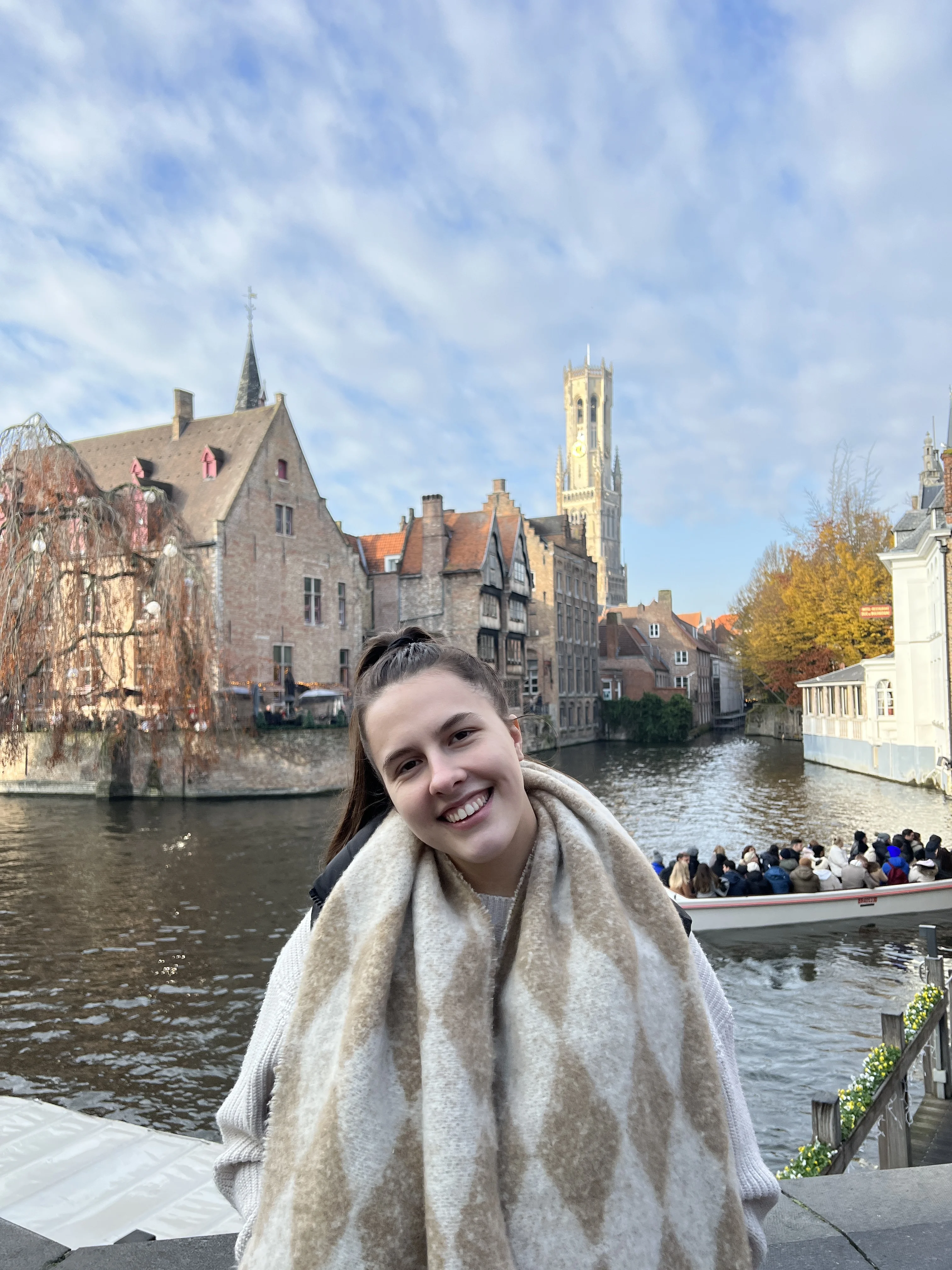 Bruges canals and skyline on a winter day