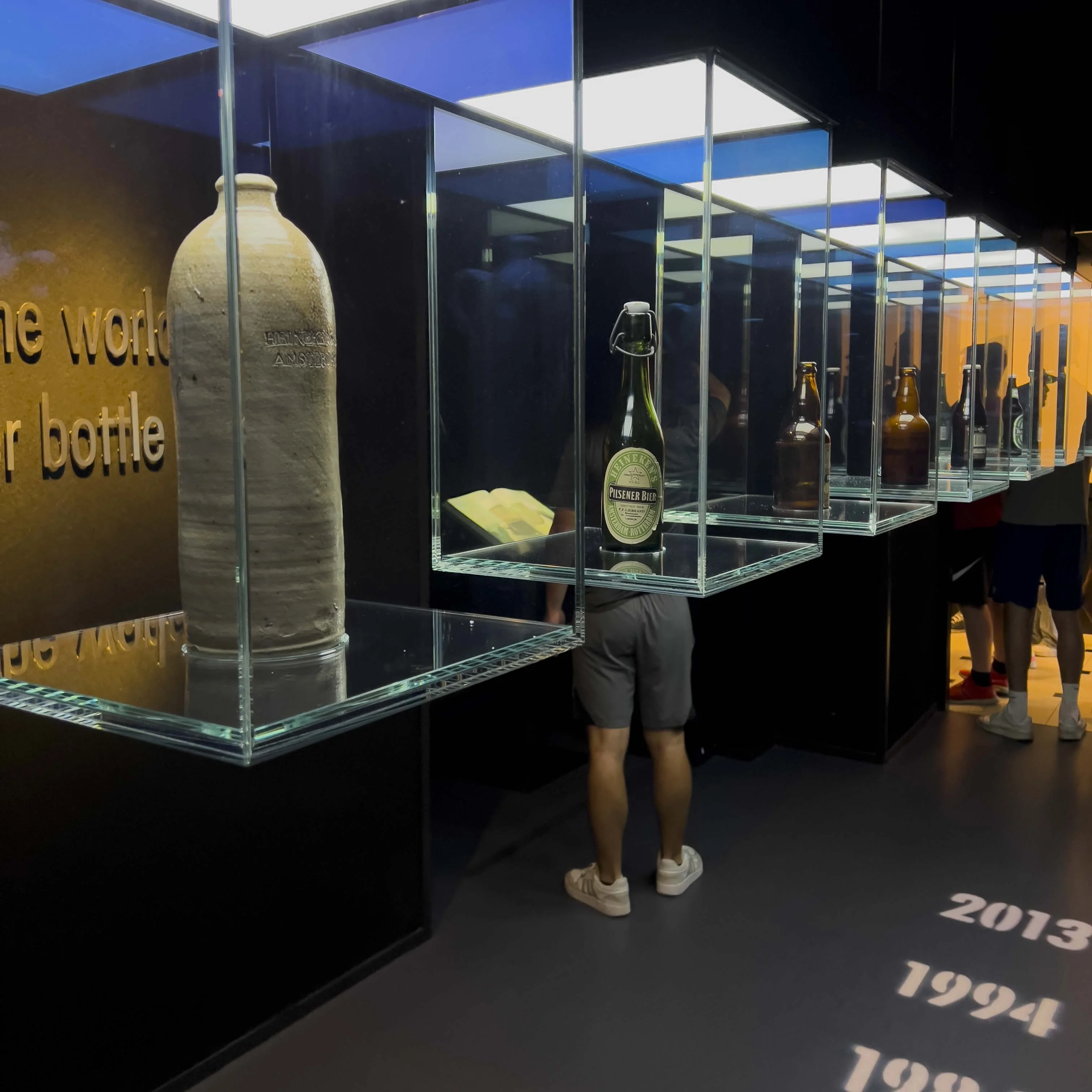 Inside the Heineken Experience showing the brewery history displays